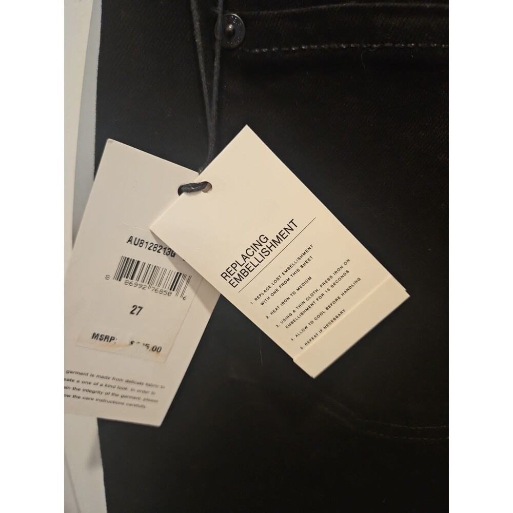 NWT 7 For All Mankind Black Gold Studded Embellished Skinny Jeans Size 27 - Picture 6 of 6